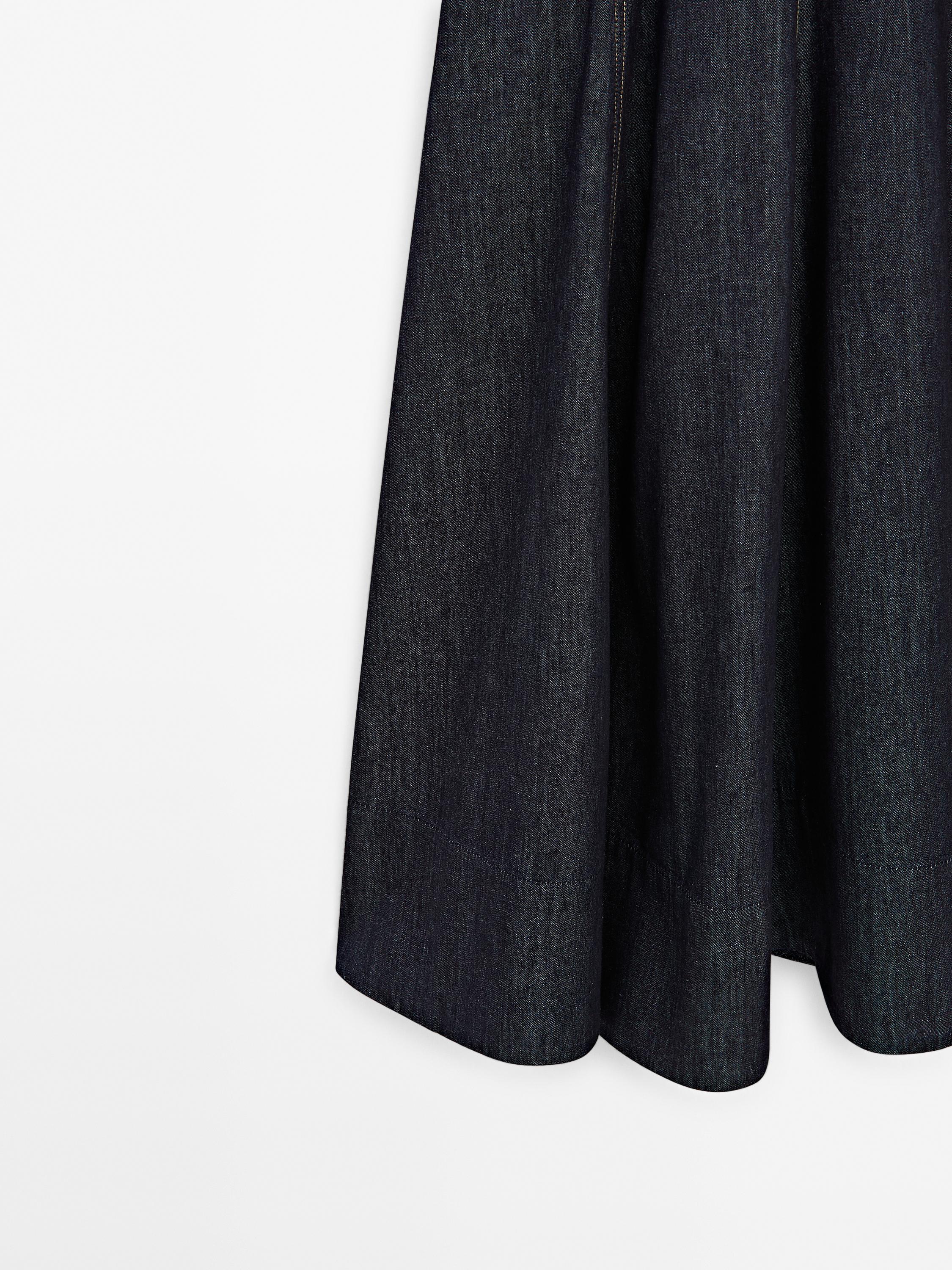 Denim midi dress with seam details